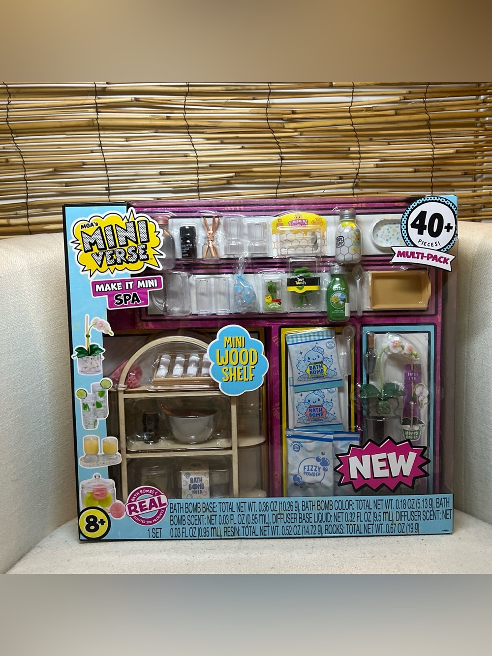 Mini Verse Make It Mini Spa Playset - Pink & Blue Mini Wood Shelf